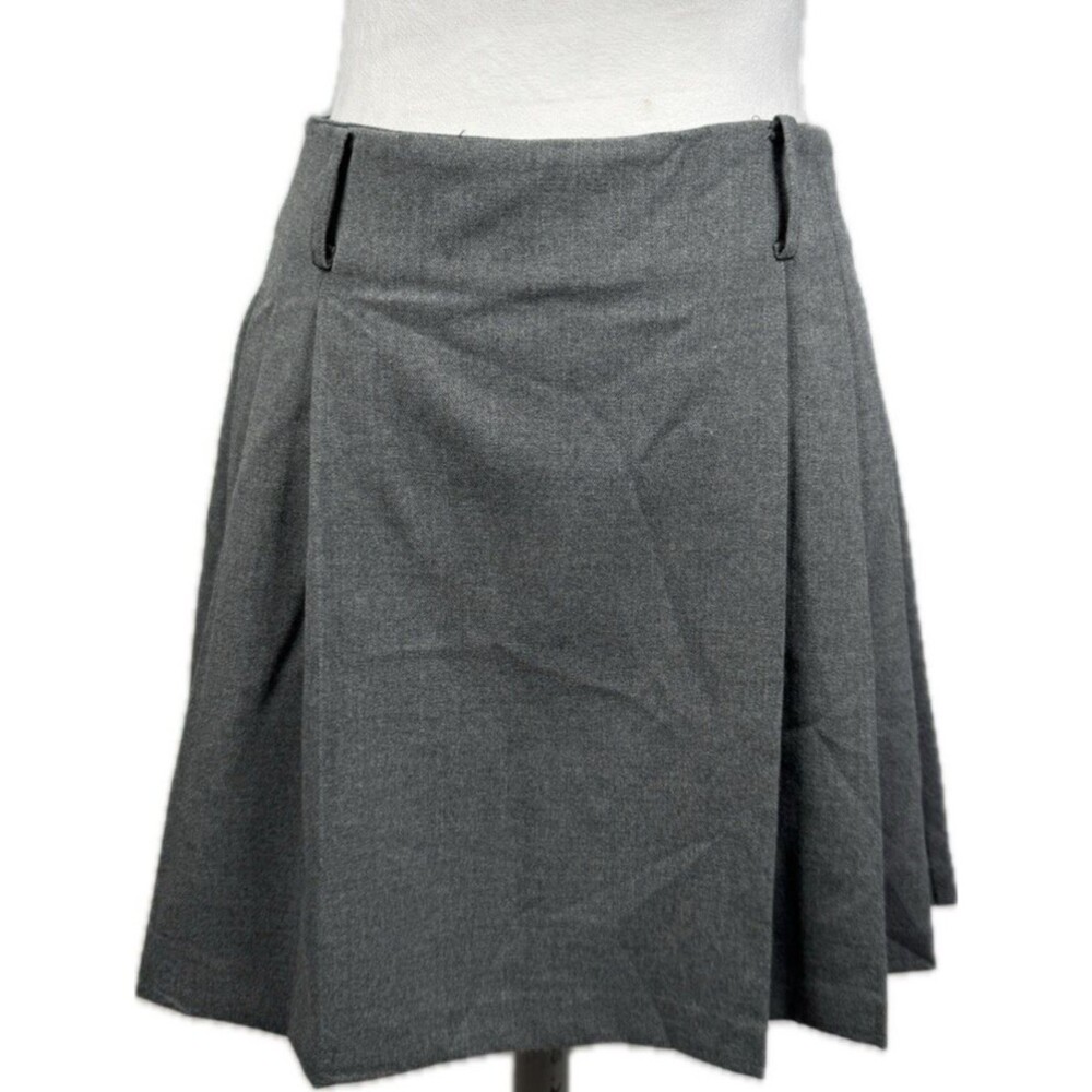 MNG Women's Zip A-Lined Pleated w/ Pockets Mini Skirt Gray Sz S Office Academia